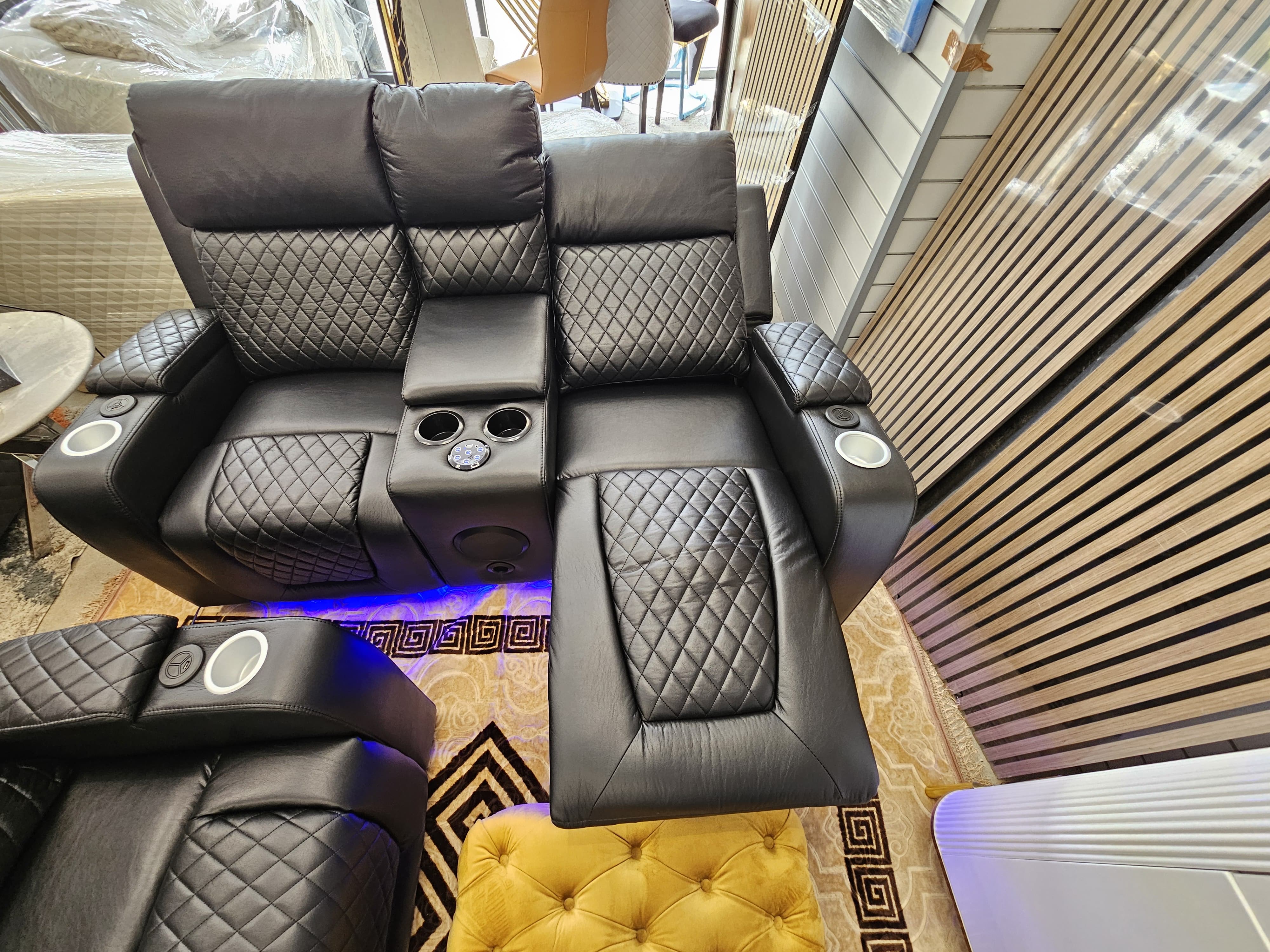 Orlando Techno Diamond Design Faux Leather Sofa 3&2 Seater
