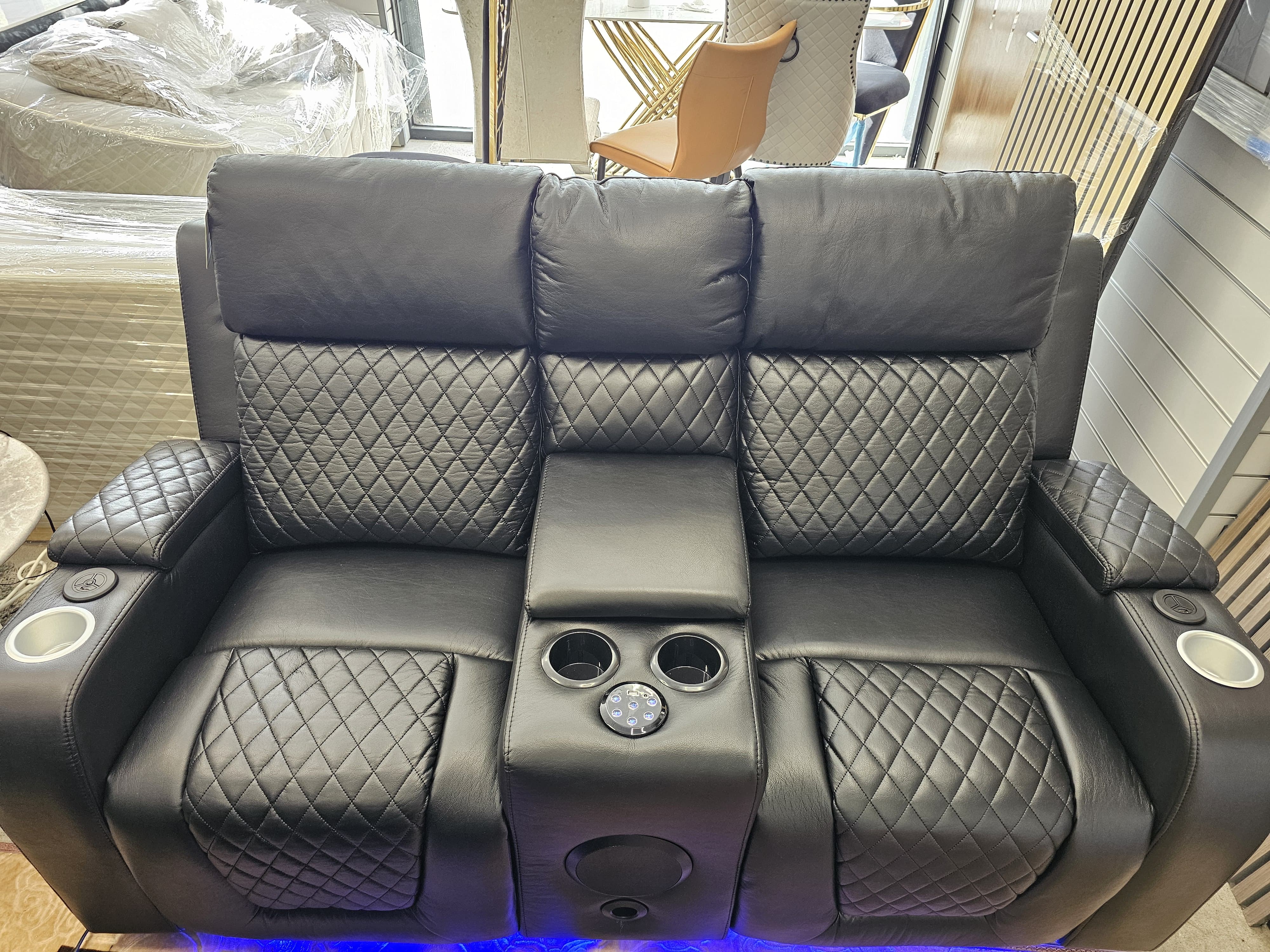 Orlando Techno Diamond Design Faux Leather Sofa 3&2 Seater