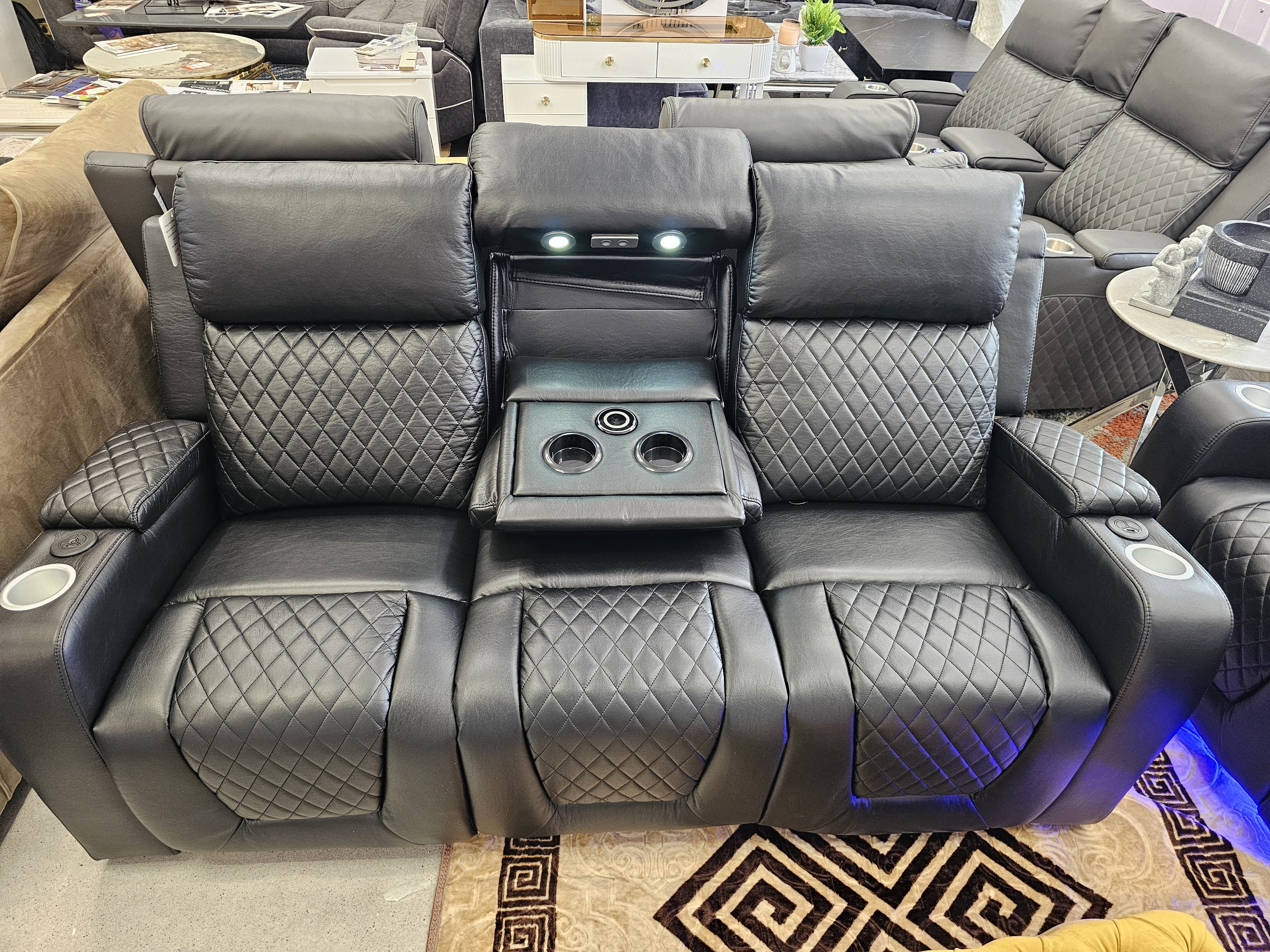 Orlando Techno Diamond Design Faux Leather Sofa 3&2 Seater