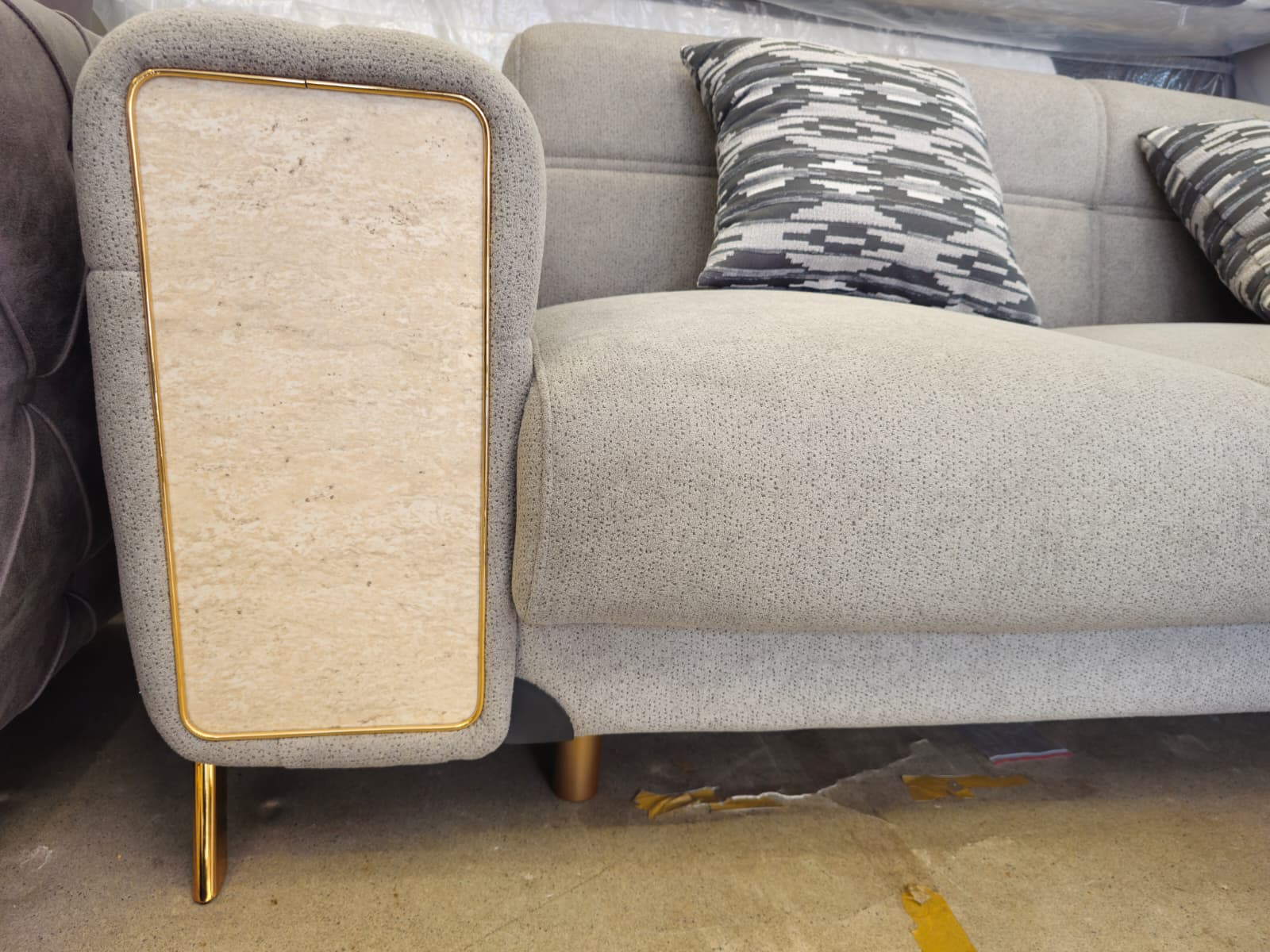 GD Velvet Grey Sofa 3&2 Seater