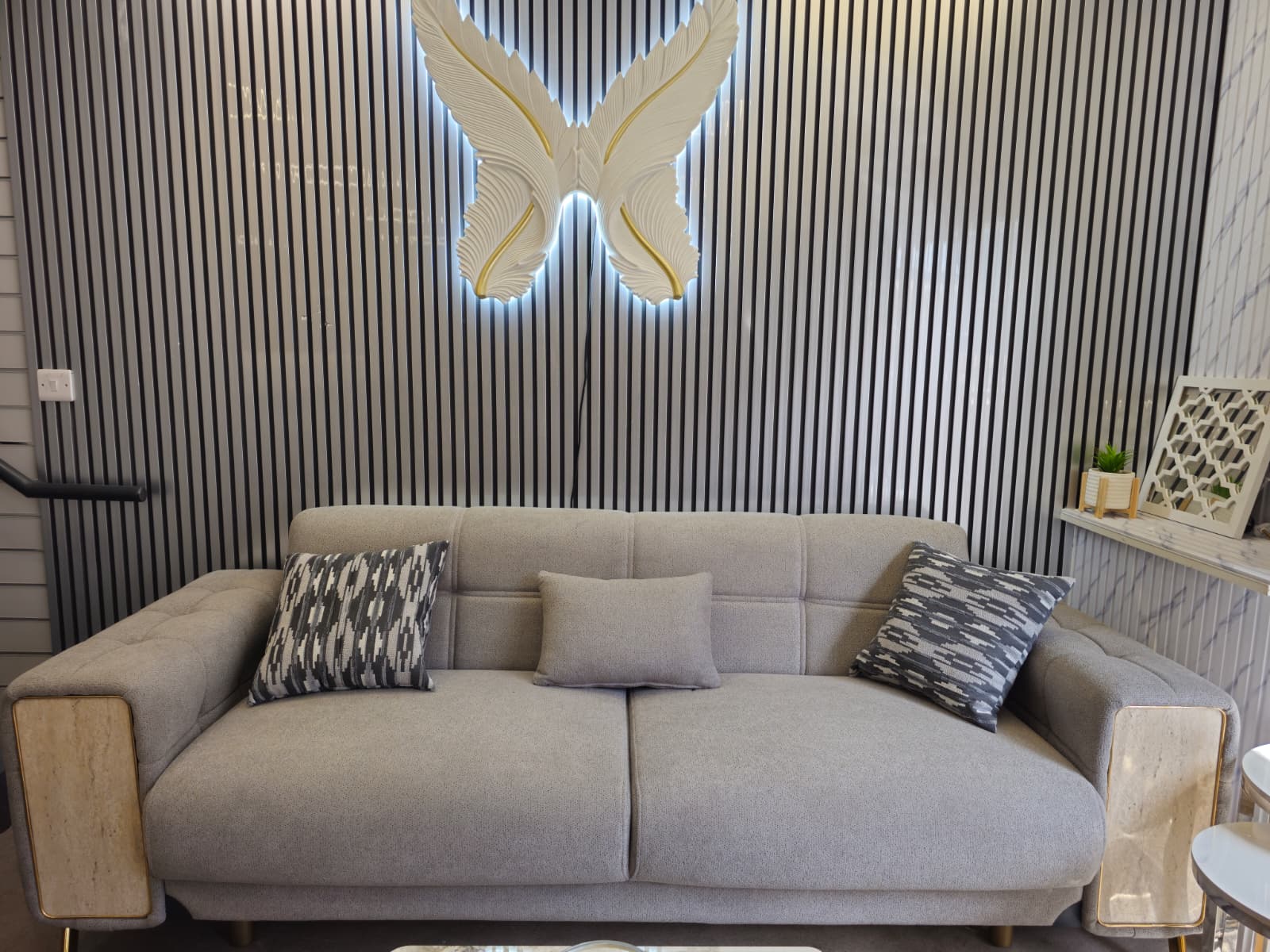 GD Velvet Grey Sofa 3&2 Seater