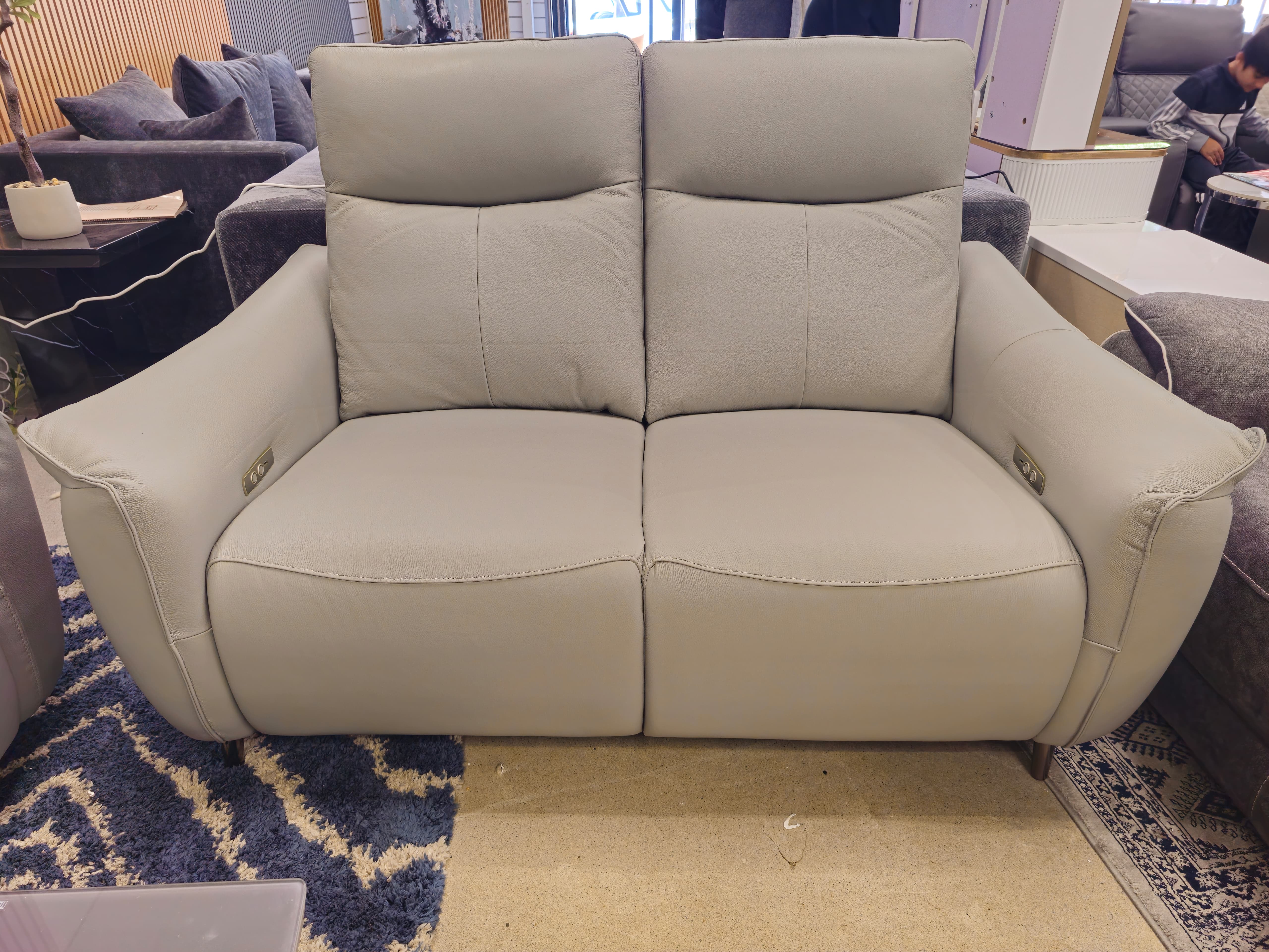 GD Grey Leather Electric Recliner Sofa 2+3 Seater