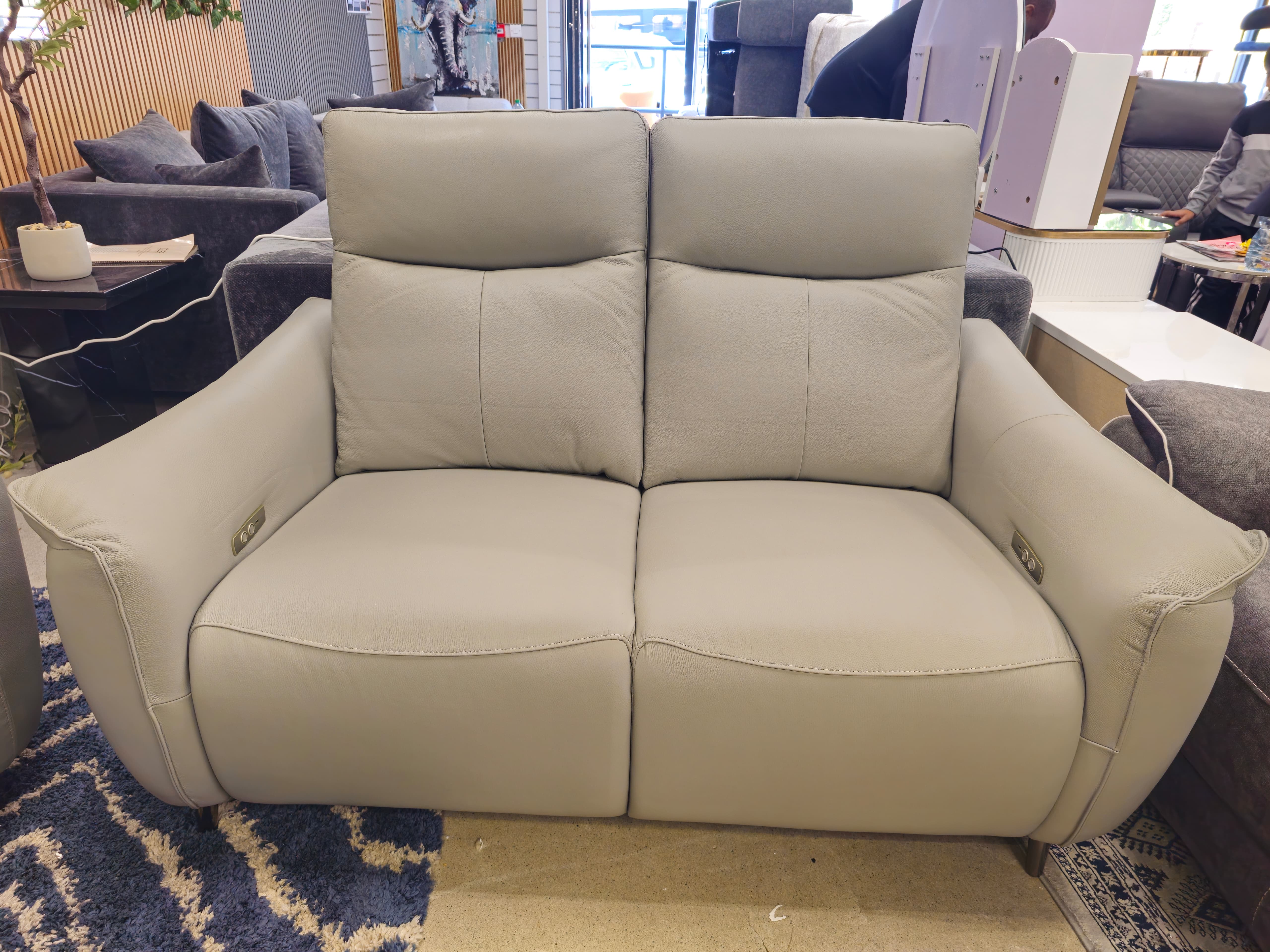 GD Grey Leather Electric Recliner Sofa 2+3 Seater