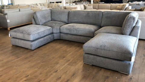 Inga U Shape Corner Sofa Set full back In grey boucle Fabric