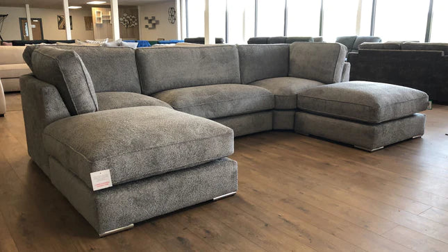 Inga U Shape Corner Sofa Set full back In grey boucle Fabric
