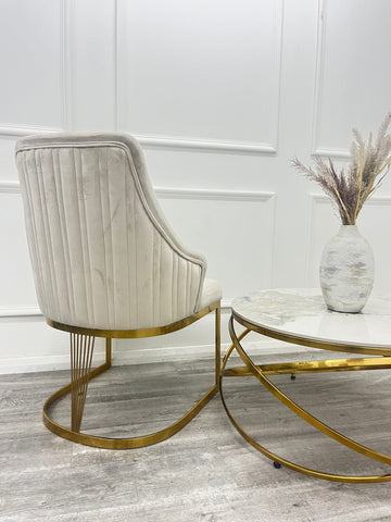 1.8 Louis Gold Marble Dining Set with Chelmsford Gold Chairs