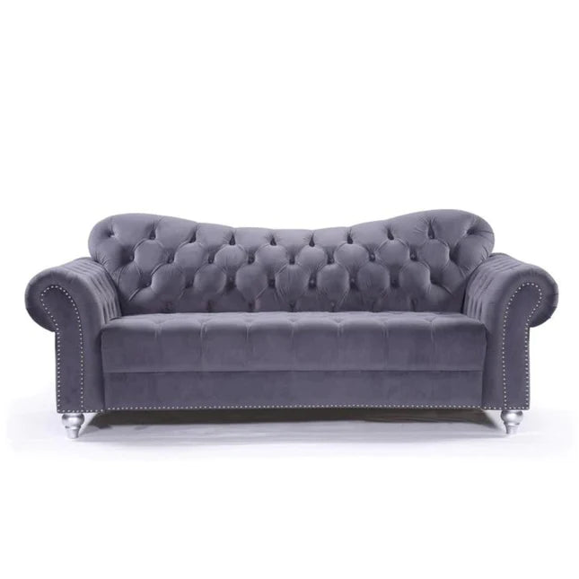 Valetta 3 Seater & 2 Seater Sofa Set In Dark Grey Plush Velvet