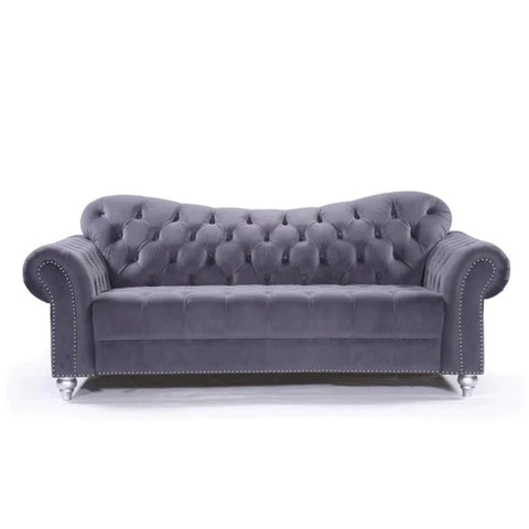 Valetta 3 Seater & 2 Seater Sofa Set In Dark Grey Plush Velvet