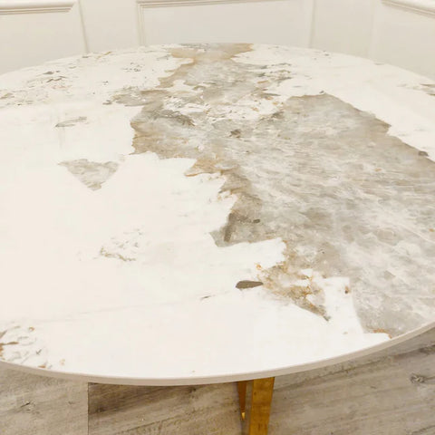 Lucian Gold 1.2 Round Dining Table with Sintered Stone Top