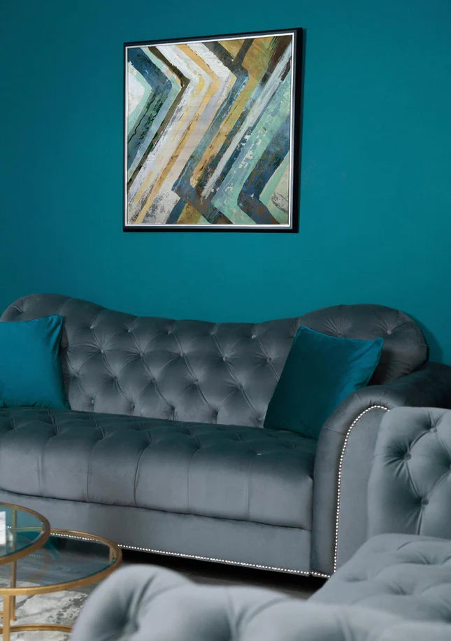 Valetta 3 Seater & 2 Seater Sofa Set In Dark Grey Plush Velvet