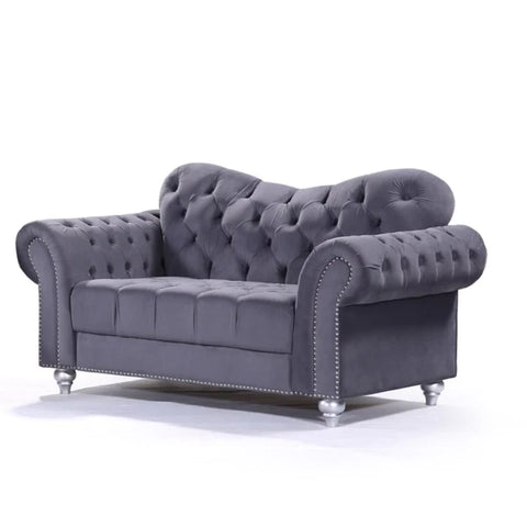 Valetta 3 Seater & 2 Seater Sofa Set In Dark Grey Plush Velvet