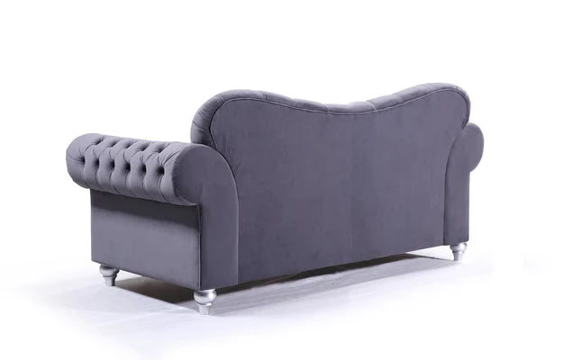 Valetta 3 Seater & 2 Seater Sofa Set In Dark Grey Plush Velvet