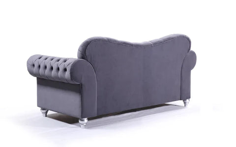 Valetta 3 Seater & 2 Seater Sofa Set In Dark Grey Plush Velvet