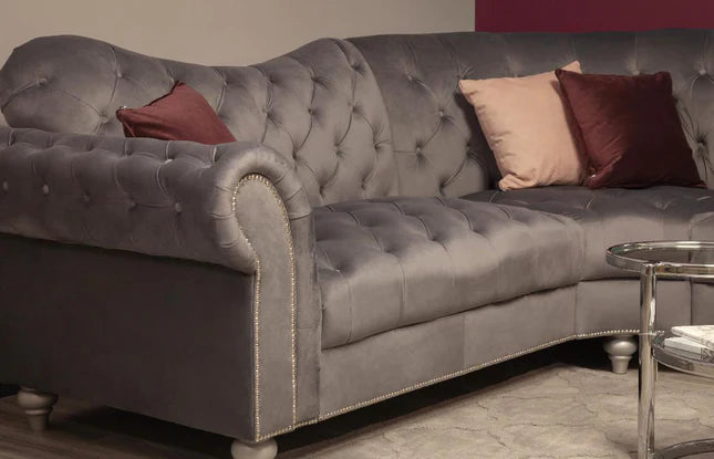 Valetta 3 Seater & 2 Seater Sofa Set In Dark Grey Plush Velvet