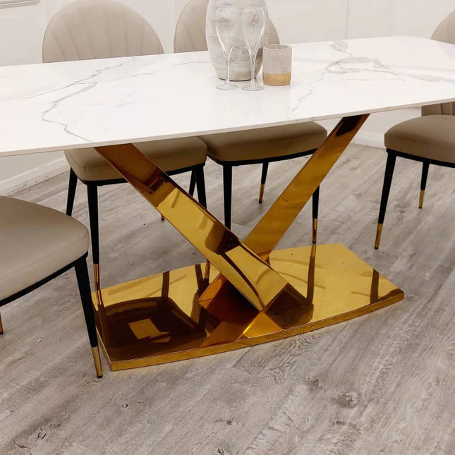 Gold Valeo ceramic Dining Table 1.8m x 90cm