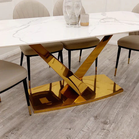 Gold Valeo ceramic Dining Table 1.8m x 90cm