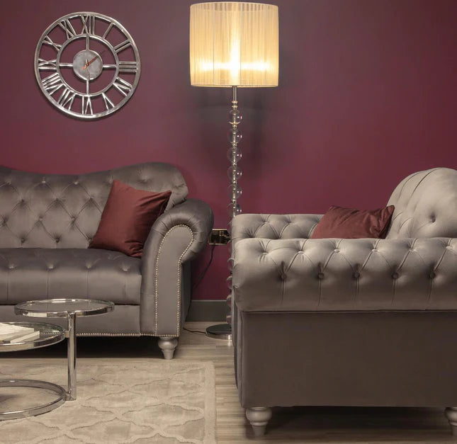 Valetta 3 Seater & 2 Seater Sofa Set In Dark Grey Plush Velvet