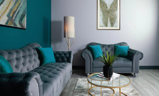 Valetta 3 Seater & 2 Seater Sofa Set In Dark Grey Plush Velvet