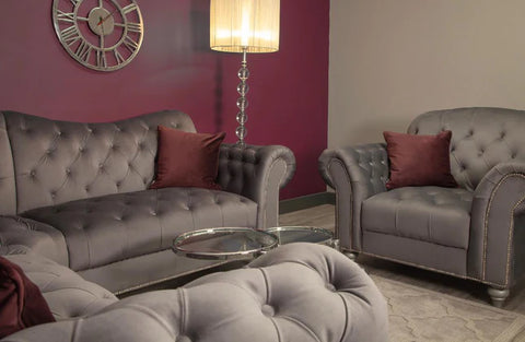 Valetta 3 Seater & 2 Seater Sofa Set In Dark Grey Plush Velvet