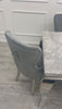 Louis Chrome Marble Dining Set with Megan Black Chairs