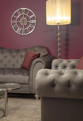 Valetta 3 Seater & 2 Seater Sofa Set In Dark Grey Plush Velvet