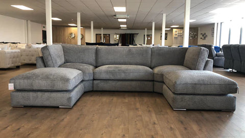 Inga U Shape Corner Sofa Set full back In grey boucle Fabric