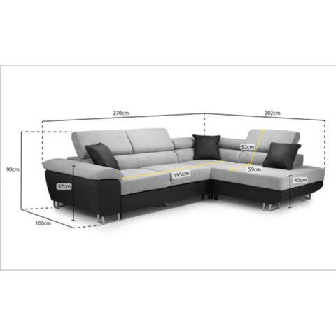 Antonia Grey Righthand Facing Sofabed